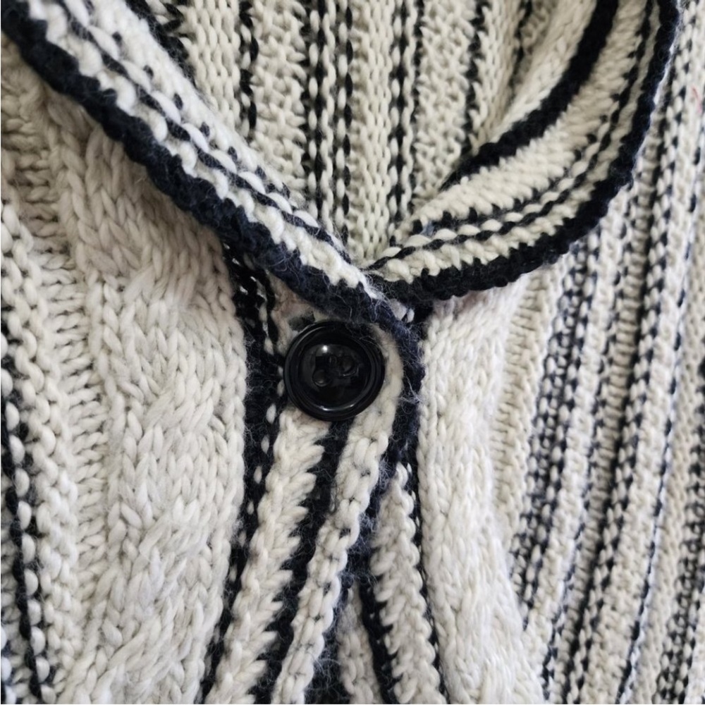 CAbi Black and White Striped Cardigan Sweater Size Medium - Picture 5 of 9